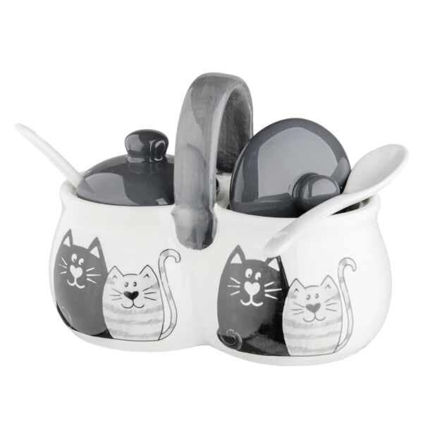 Kittens Ceramic Seasoning Jar with Spoons Set of 2 