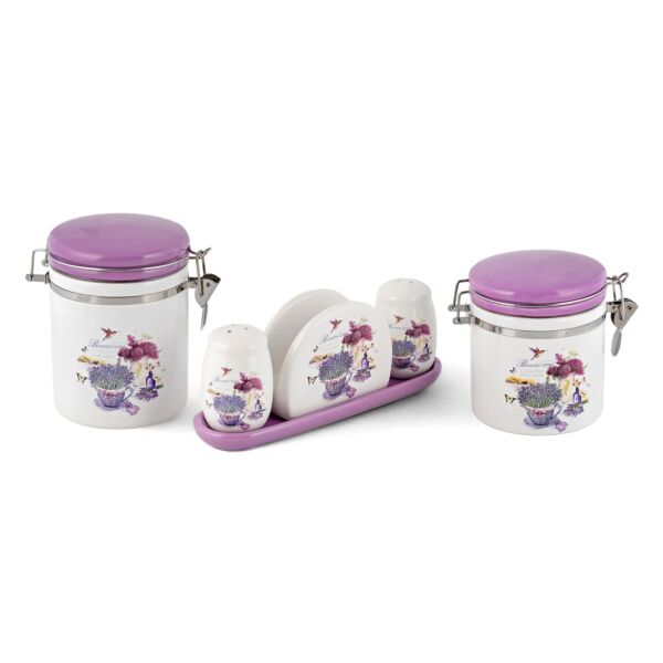 Provence Ceramic Kitchen Canister Set of 2 and Shaker Set