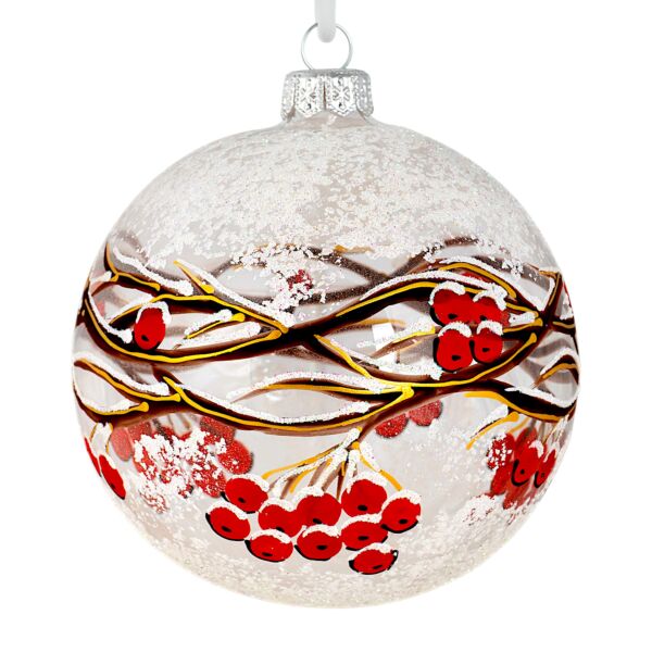 Frosted Ashberry Hand-Painted 360° Glass Christmas Ornament | Gift-Boxed