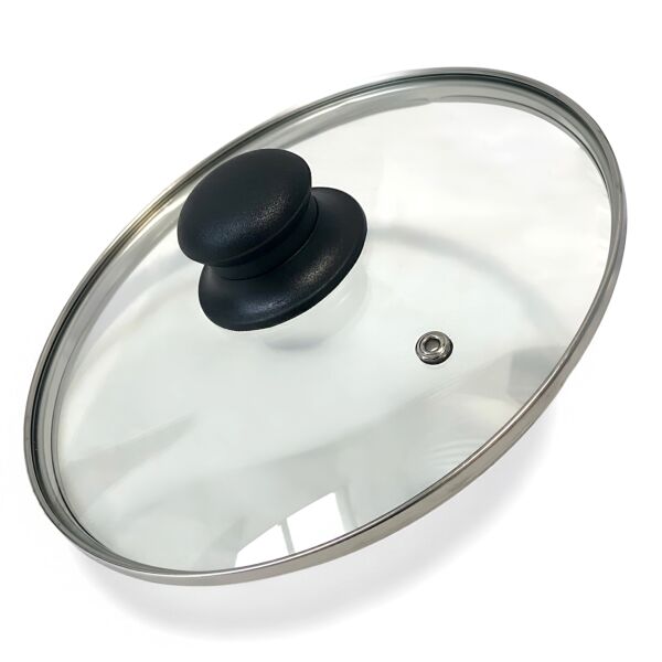 Glass Lid with Metal Rim and Plastic Handle
