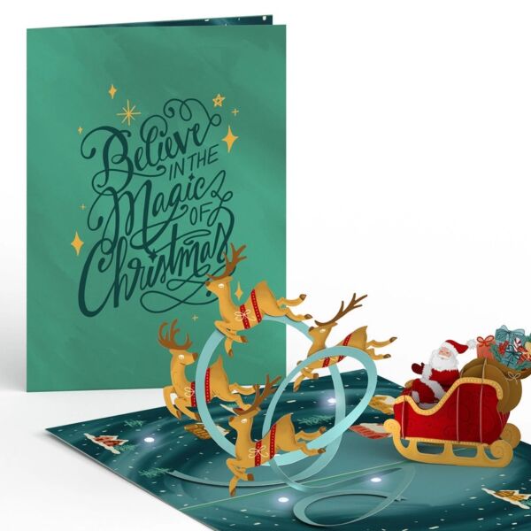 Christmas Santa&#039;s Sleigh Light-Up Greeting Card