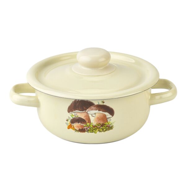 Mushrooms Cylindrical Enamel Pot 1.6-qt