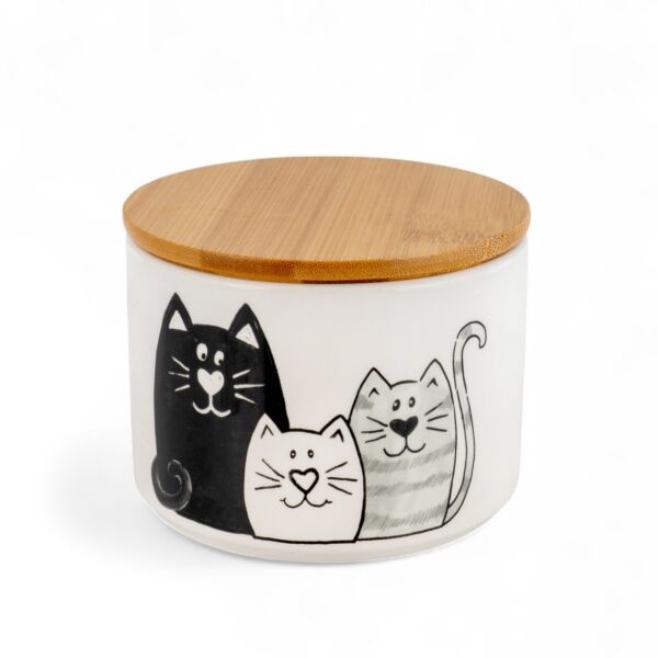 Kittens Ceramic Jar with Wooden Lid