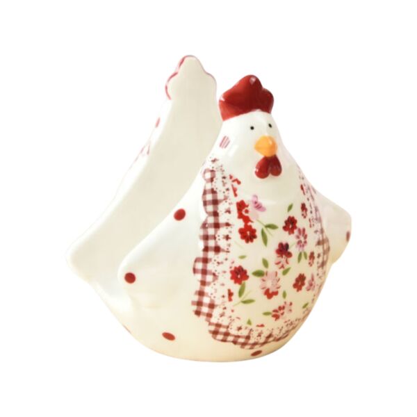 Polka Dot Chicken Ceramic Napkin Holder