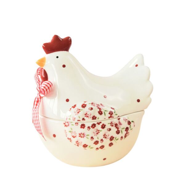 Polka Dot Chicken Ceramic Kitchen Canister
