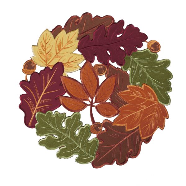 Autumn Leaves Satin Feel Round Placemat Set of 2