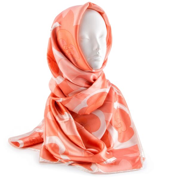 Double-Sided Silk Feeling Shawl Pink Flowers