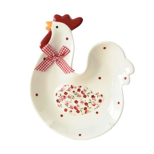 Easter Rooster-Shaped Ceramic Serving Dish