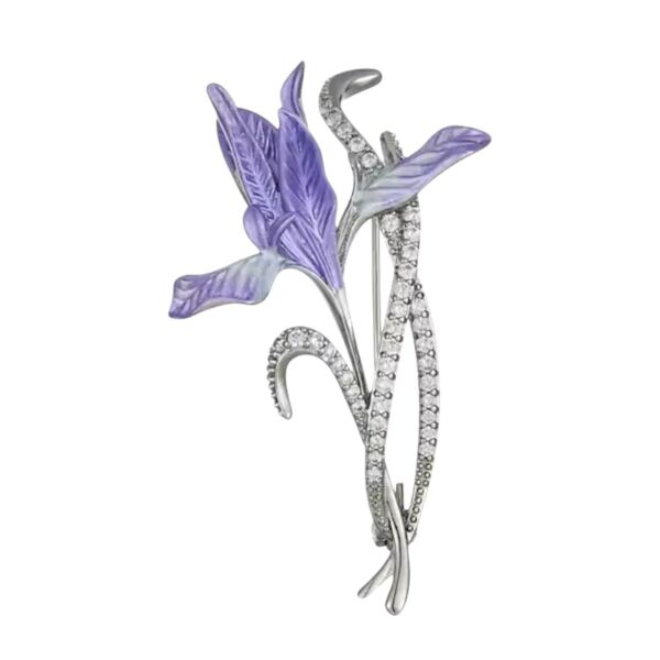 Orchid Flower Rhinestone Brooch in Gift Box