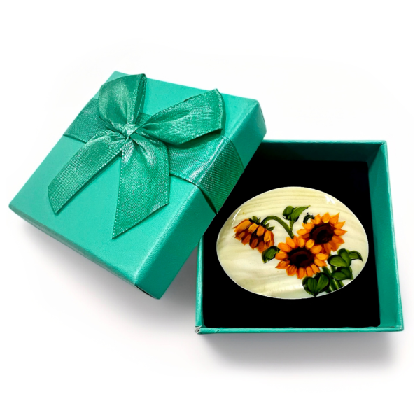 Sunflower Mother of Pearl Brooch In Gift Box