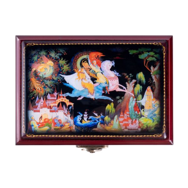 Mirrored Handmade Trinket Box Pushkin Motifs 