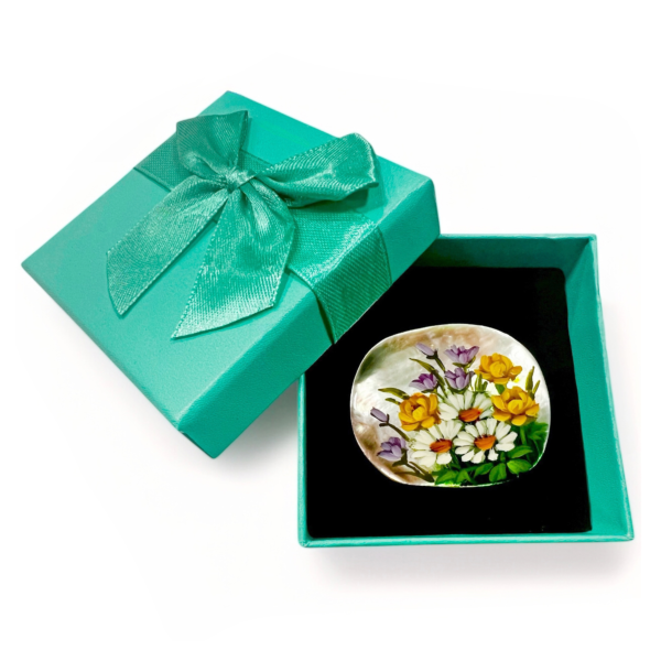 Wildflowers Mother of Pearl Brooch In Gift Box
