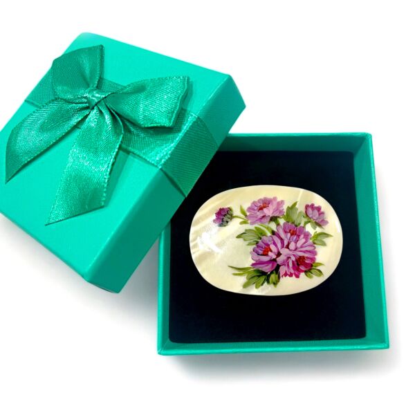 Asters Mother of Pearl Brooch In Gift Box