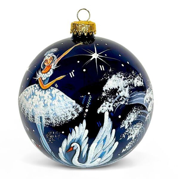Collectible Hand-Painted Glass Ornament – Swan Lake | Premium 360° Holiday Design