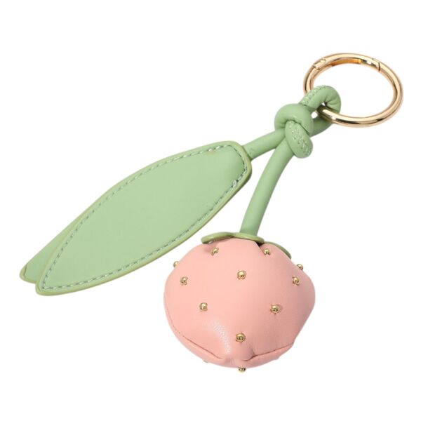 Leather Pink Strawberry Keychain