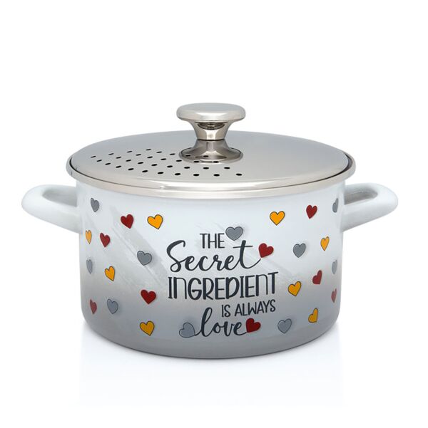 The Secret Ingredient Enamel Cooking Pot with Strainer Lid