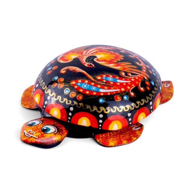 Turtle Jewelry Box with Firebird in Red