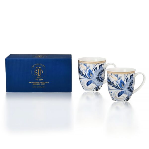 Melodie de Fleurs Porcelain Mug 13.5 fl. oz.  - Set of 2 in Gift Box