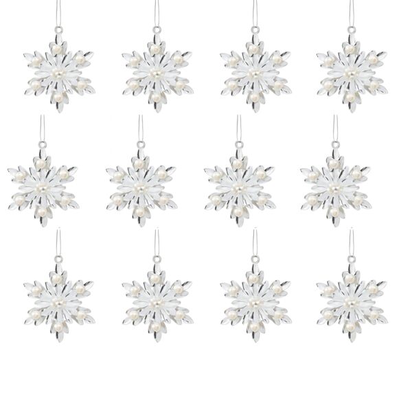 Pearl Crystal Glass Christmas Tree Ornament Set of 12