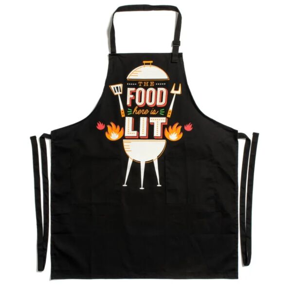 The Food Here Is Lit Cotton Apron with Pockets