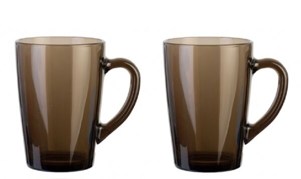 Luminarc Dark Brown Glass Mugs Set of 2