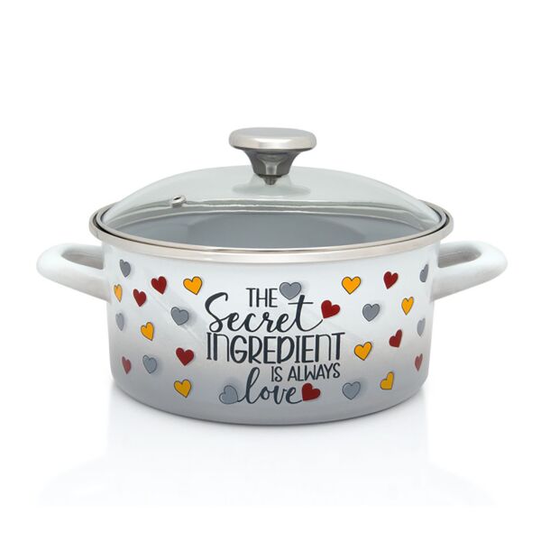 The Secret Ingredient Enamel Casserole Pot with Glass Lid