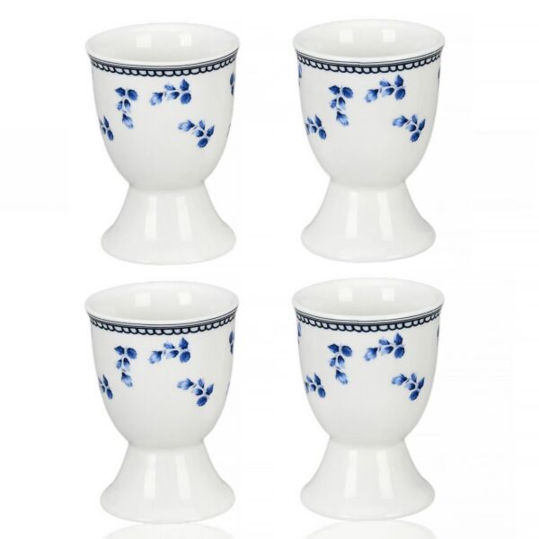 Vintage Indigo Porcelain Egg Cup Set of 4