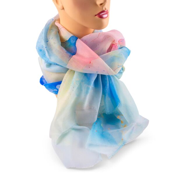 Double-Sided Shawl Blue Watercolor Flowers