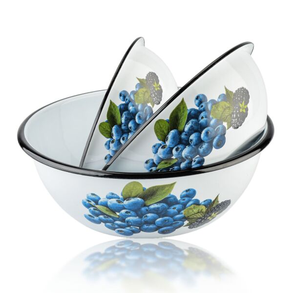 Blueberry Enamel Bowl Set of 3
