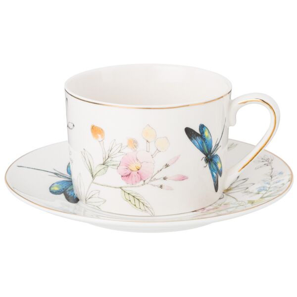 Dragonfly White Porcelain Cup and Saucer Set