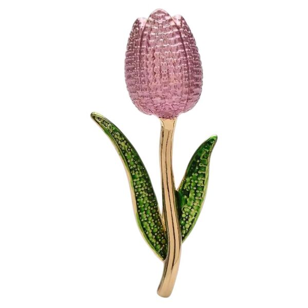 Enamel Pink Tulip Brooch in Gift Box