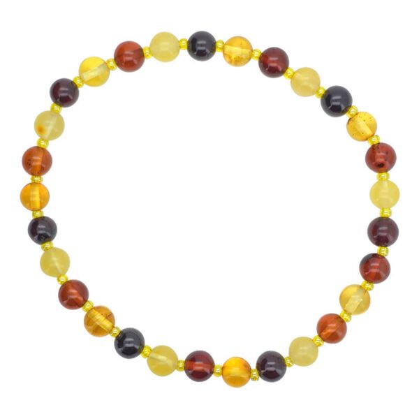 Multicolor Amber Round Small Stretch Bracelet
