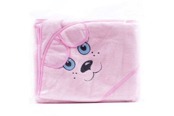 Terry Bath Towel for Kids Pink Bear