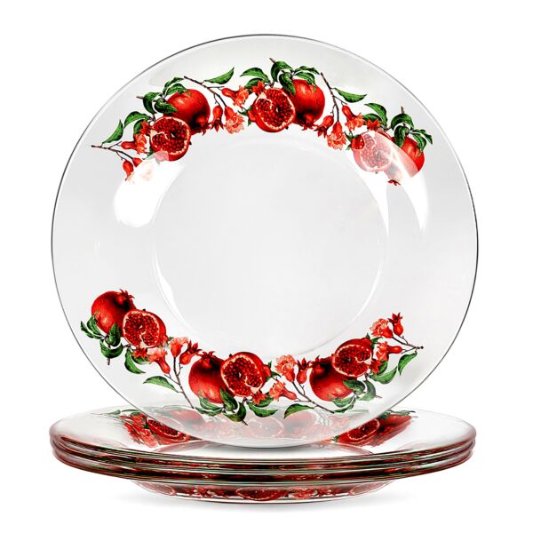 Pomegranate Glass Dessert Plate Set of 4