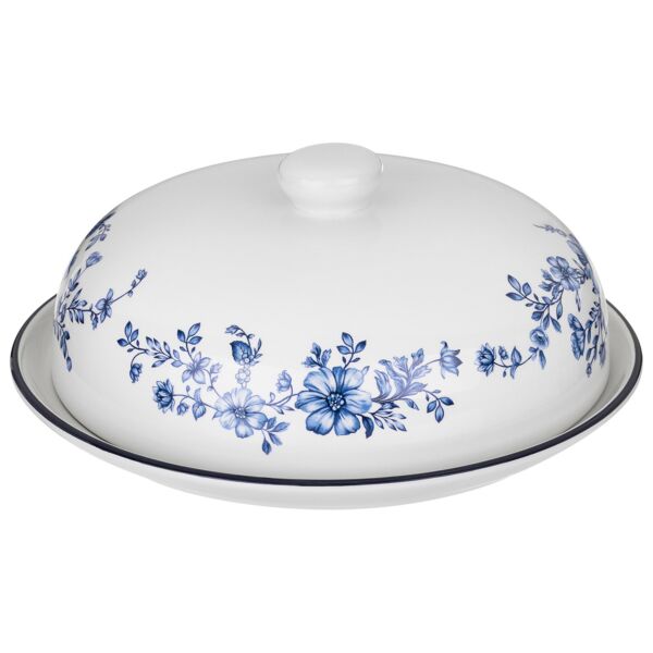Blue Flowers Ceramic Serving Dish with Lid