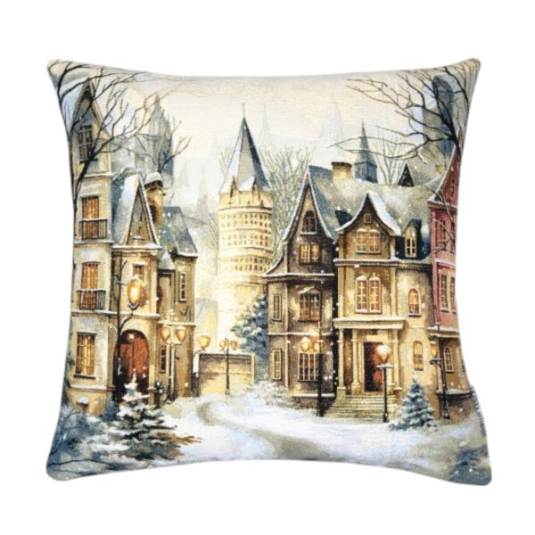 Frosted Winter Street Tapestry Pillow