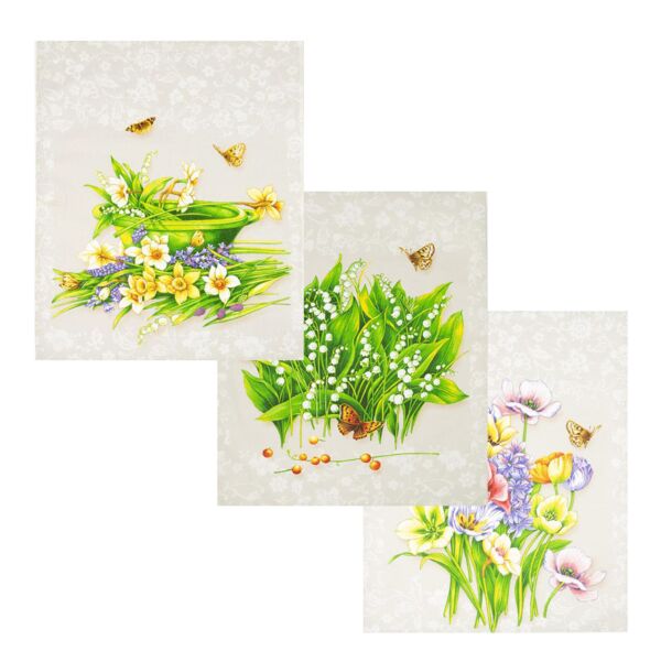 Cotton Kitchen Towels Set of 3 Spring Blooms