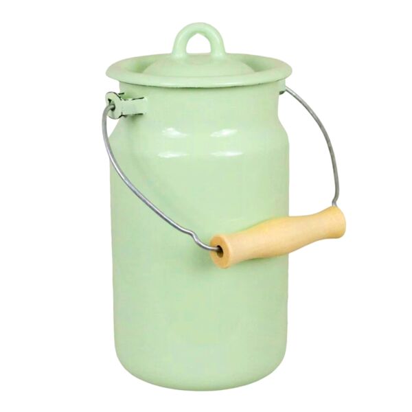 Mint Coolness Vintage Enamel Milk Can with Lid
