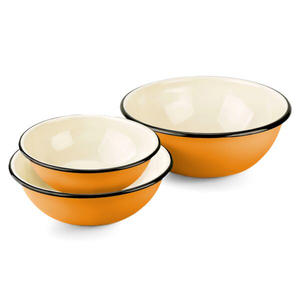Mustard Enamel Bowl Set of 3