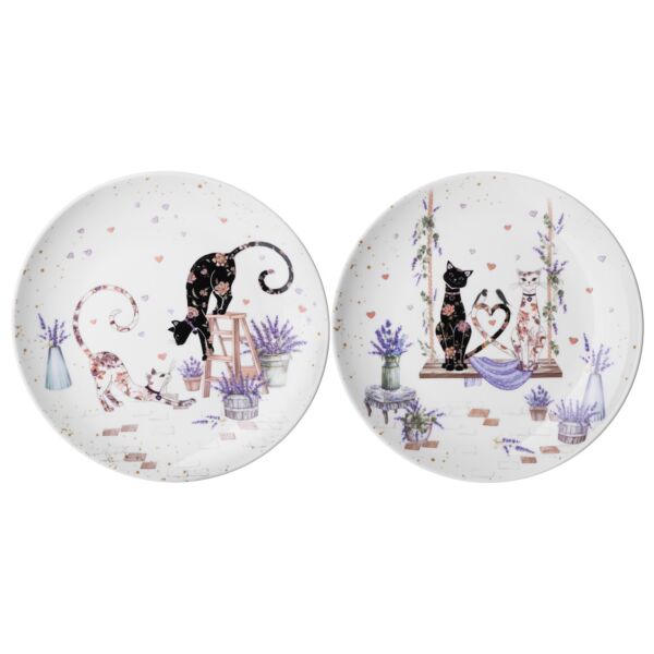 Lavender Cats Porcelain Dessert Plate Set of 2