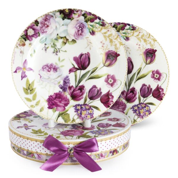 Tulip New Bone China Dessert Plate Set of 2 in Gift Box