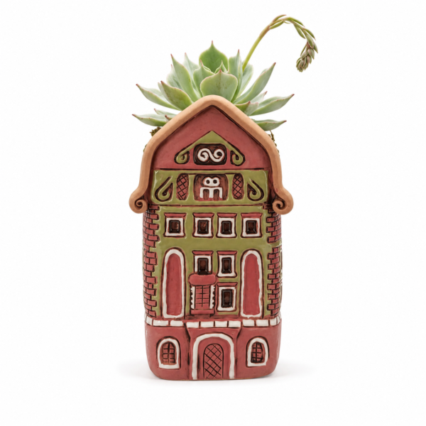 Handmade Ceramic Planter Pot Pink Baroque House