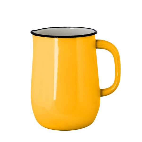 Mustard Vintage Enamel Jug Pitcher