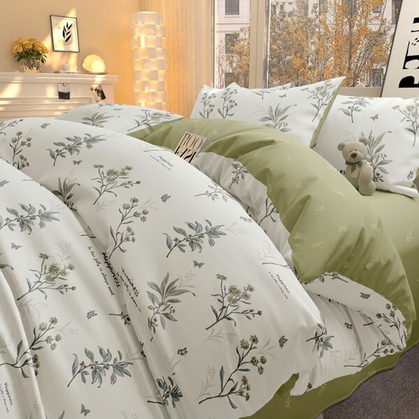 Cotton Duvet Cover Set with 2 Pillowcases Meadow Harmony