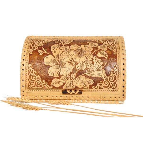 Lilies Pattern Birch Bark Bread Box