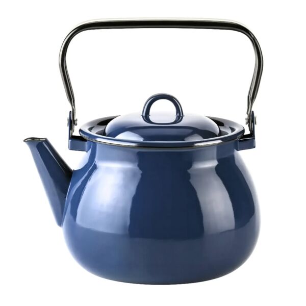 Valentine Navy Blue Vintage Enamel Kettle with Metal Handle