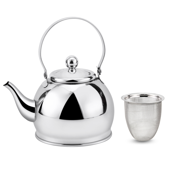 Stainless Steel Silver Kettle with Tea Infuser in Gift Box 1.1 qt