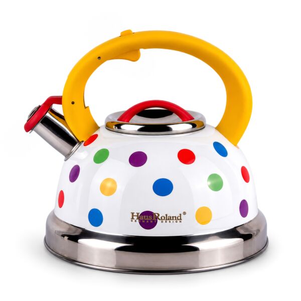 Colorful Polka Dot Stainless Steel Whistling Kettle in Gift Box 3.2 qt