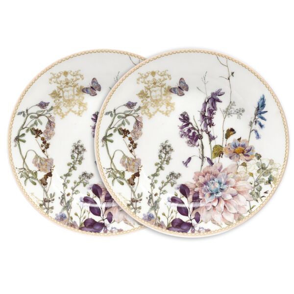 Wildflower Meadow New Bone China Dessert Plate Set of 2 in Gift Box