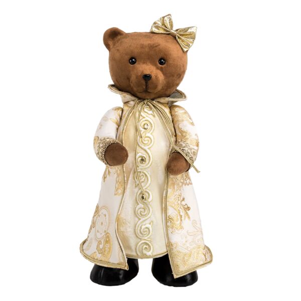 21.6&quot; White and Gold Teddy Bear Christmas Decoration